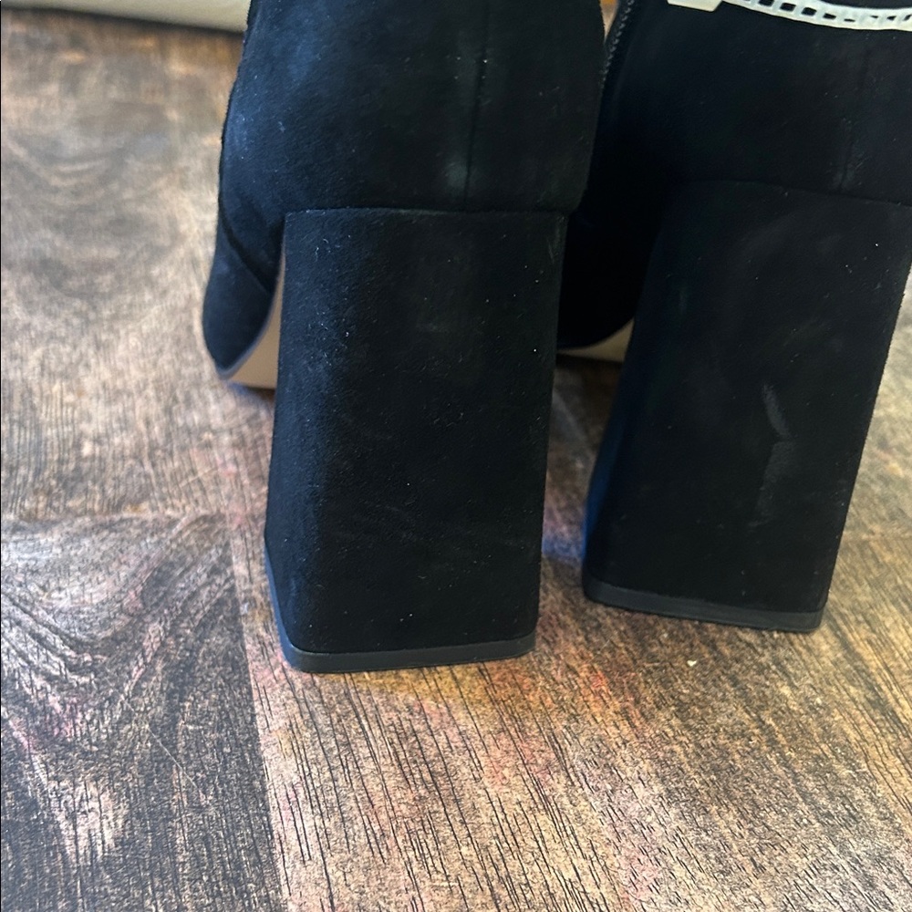 Jessica Simpson Black Suede Ankle Boots with Crystal Embellished Buckle - Picture 8 of 13